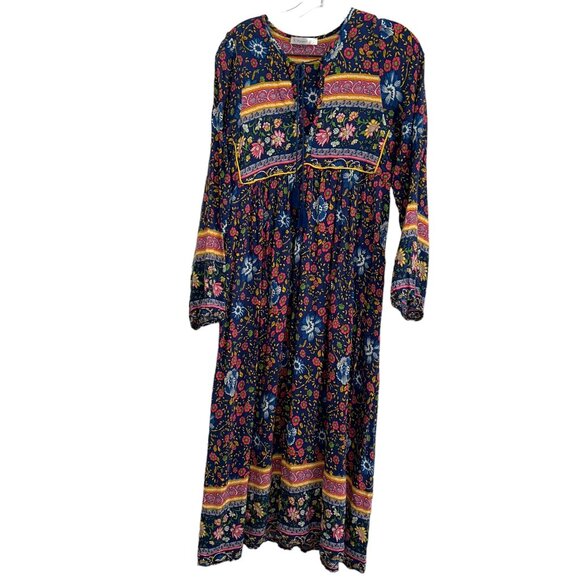 R. Vivimos NEW blue French Provencal Floral print maxi dress S - Picture 1 of 6